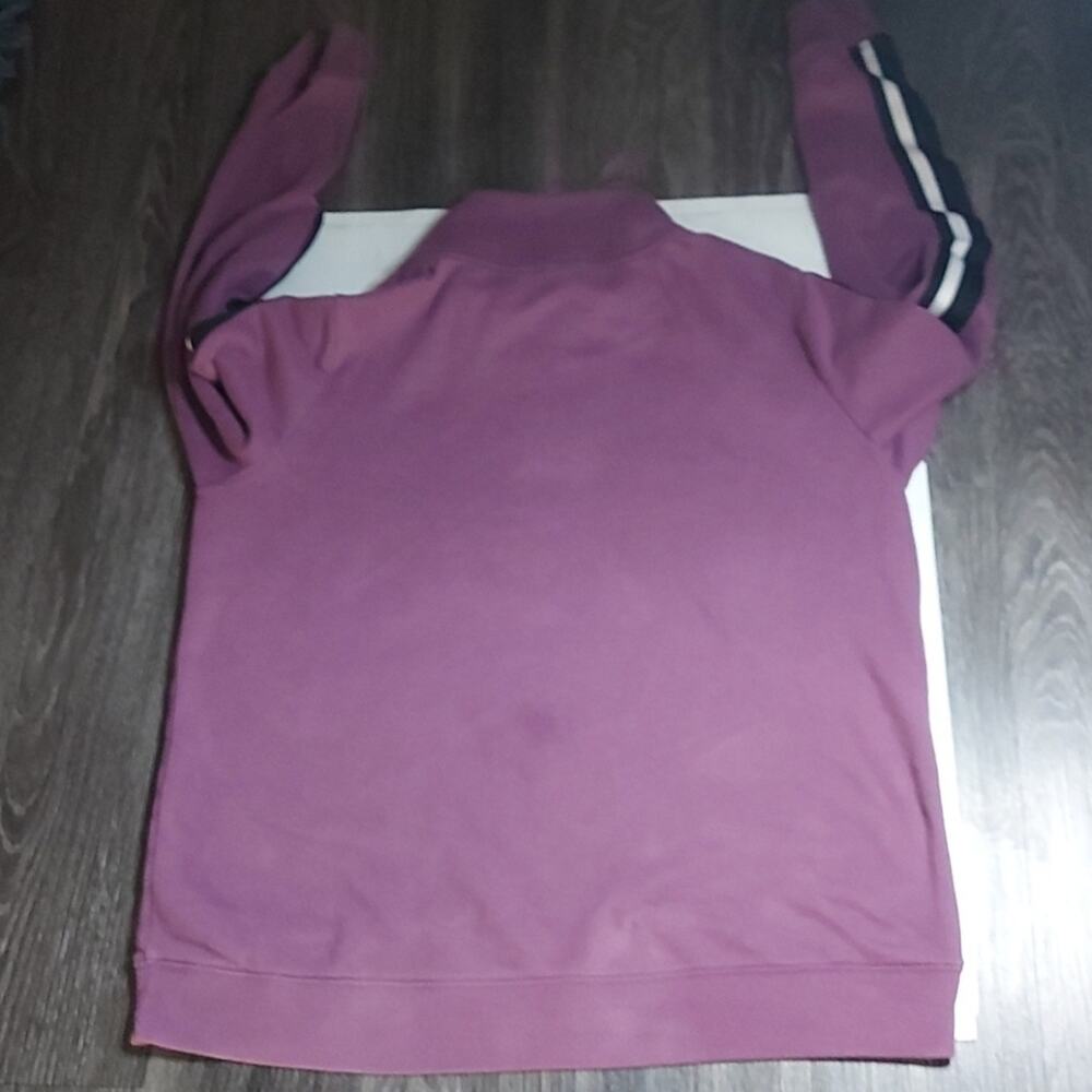 PINK Victoria Secret Funnel Purple Logo Racer Stripe Zip Jacket. L Casual Preppy - Picture 7 of 11